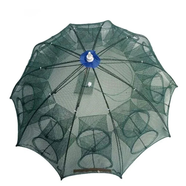 Filet de pêche automatique pliable 20 trous en nylon pour crevettes, crabes, vairons, piège à poissons, équipement de pêche, 20 trous