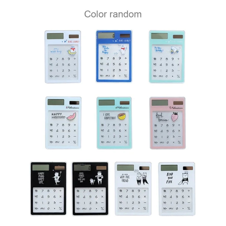 Calculatrice à écran LED 8 chiffres avec pavé tactile transparent et panneau solaire, livraison couleur aléatoire, calculatrice 8 chiffres