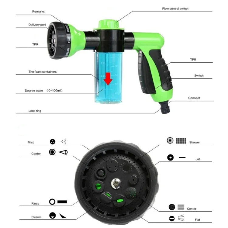 Pistolet à eau en mousse multifonction pour voiture Outils d'arrosage de jardin Douche pour animaux arroseur, livraison couleur aléatoire, sans tuyau, pistolet à eau