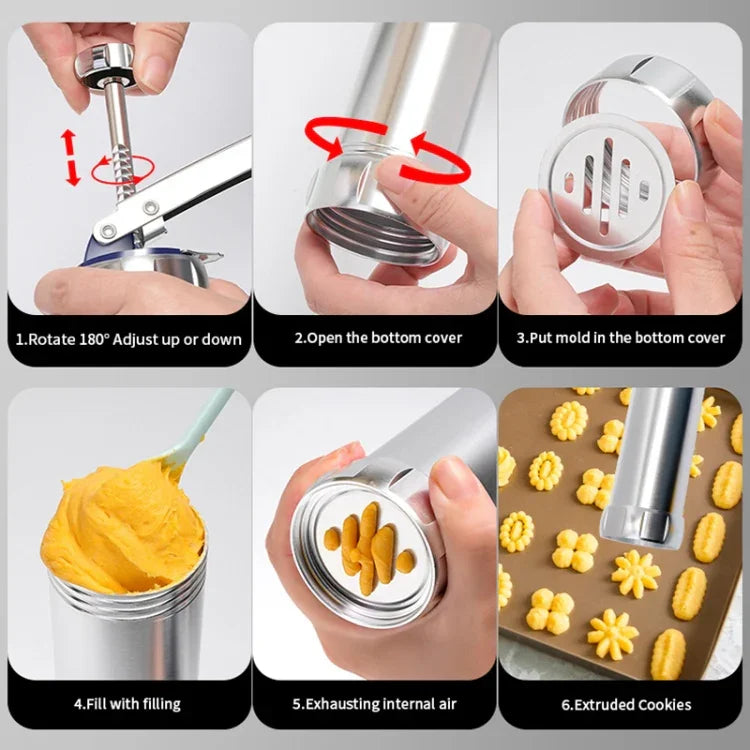 Machine multifonctionnelle pour biscuits et cookies, moule décoratif monté DIY avec 20 moules et 4 buses, Argent multifonction