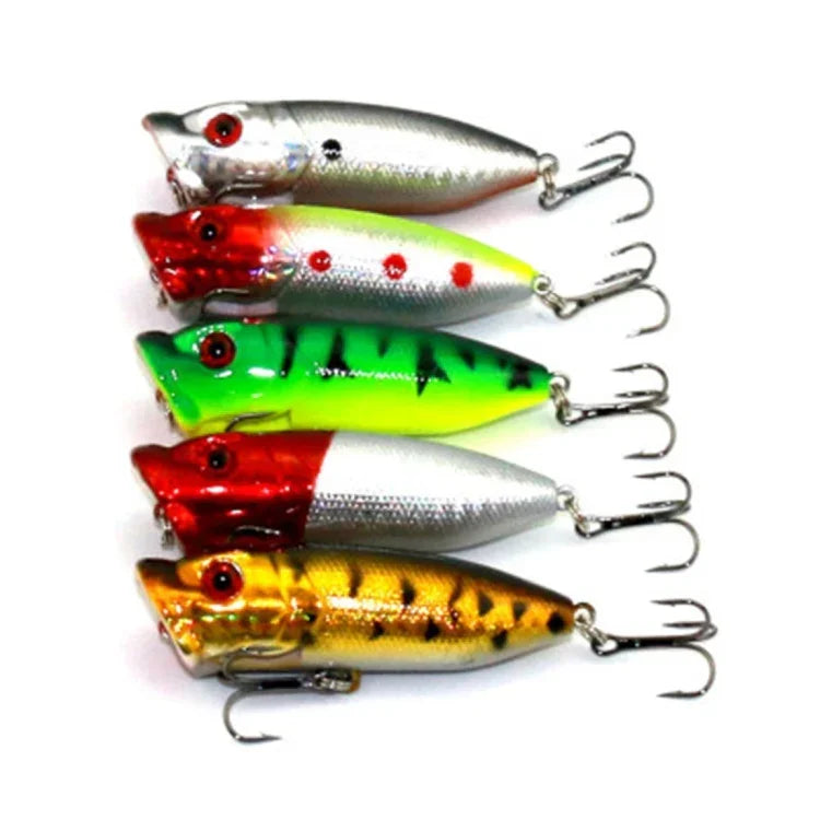 HENGJIA Leurre de pêche artificiel Popper respectueux de l'environnement avec hameçons, longueur : 6,5 cm, couleur aléatoire, longueur : 6,5 cm