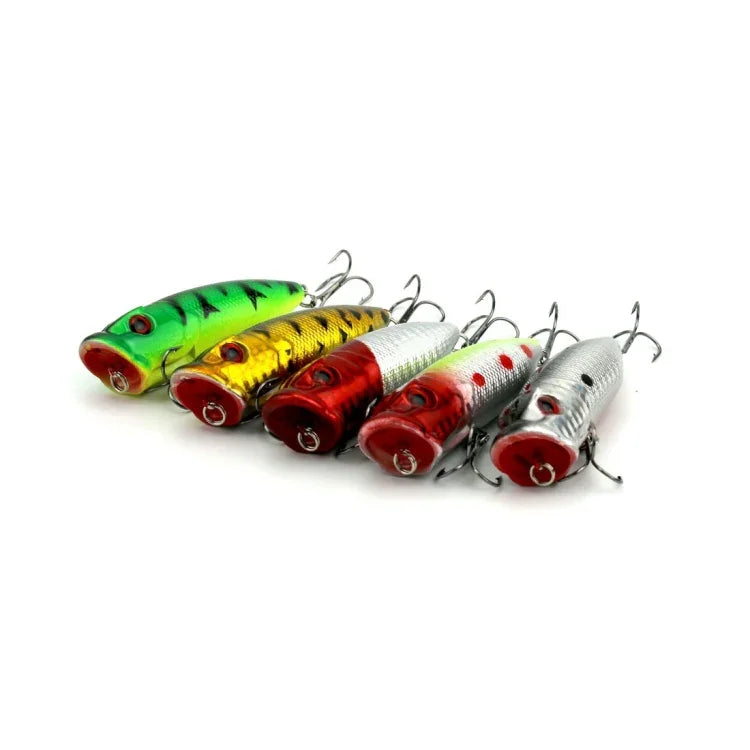 HENGJIA Leurre de pêche artificiel Popper respectueux de l'environnement avec hameçons, longueur : 6,5 cm, couleur aléatoire, longueur : 6,5 cm