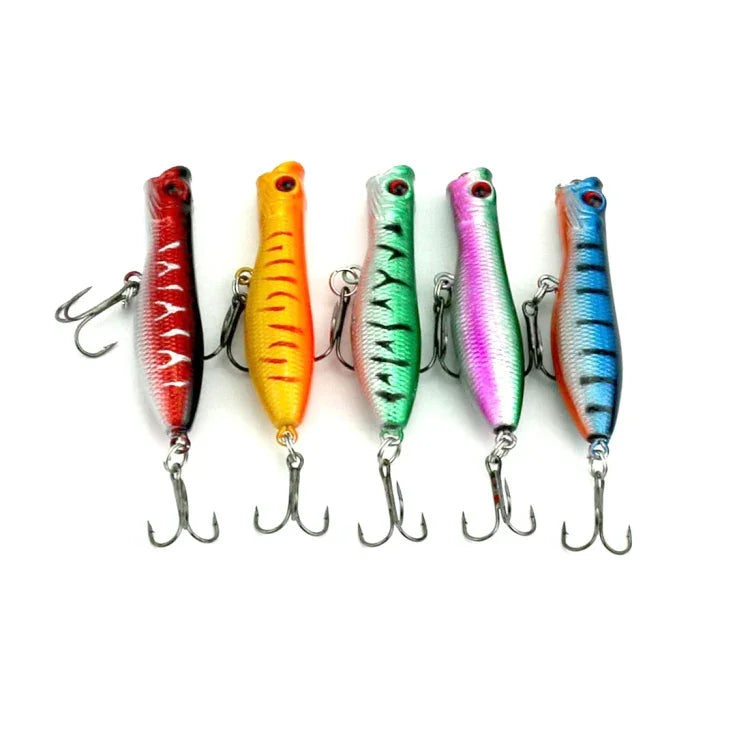 Leurres de pêche artificiels HENGJIA Popper, appâts de pêche bioniques avec hameçons, longueur : 6 cm, couleur aléatoire, longueur : 6 cm