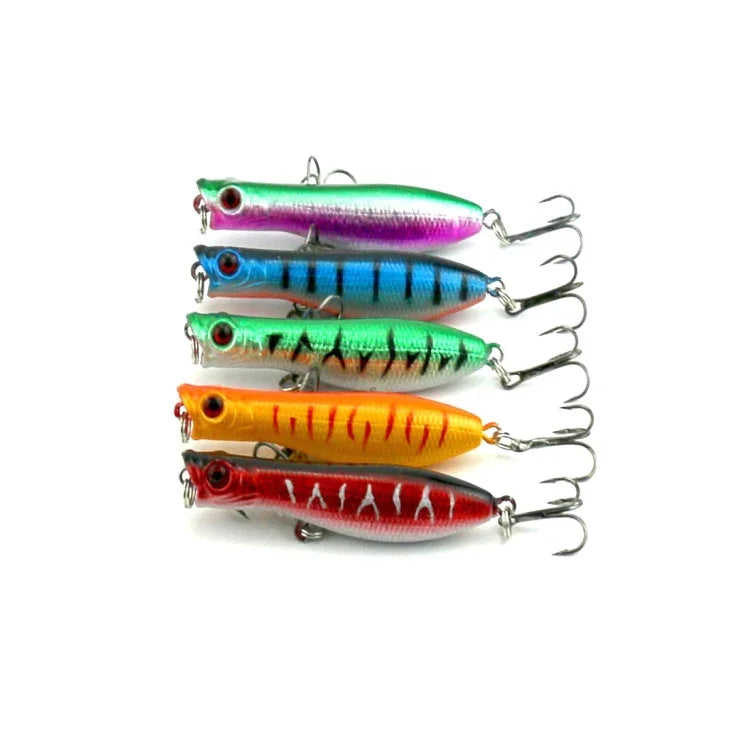 Leurres de pêche artificiels HENGJIA Popper, appâts de pêche bioniques avec hameçons, longueur : 6 cm, couleur aléatoire, longueur : 6 cm