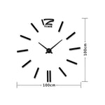 Horloge murale miroir 3D sans cadre moderne pour chambre et bureau, 39 pouces, MH101 (noir), M001 (or), M001 (argent)