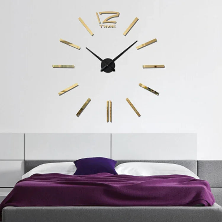 Horloge murale miroir 3D sans cadre moderne pour chambre et bureau, 39 pouces, MH101 (noir), M001 (or), M001 (argent)