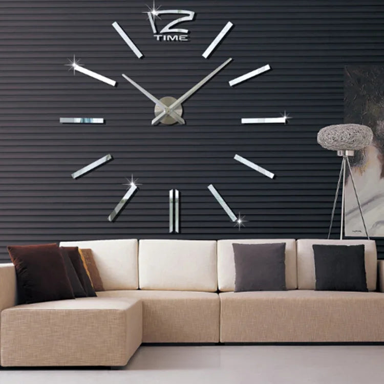 Horloge murale miroir 3D sans cadre moderne pour chambre et bureau, 39 pouces, MH101 (noir), M001 (or), M001 (argent)
