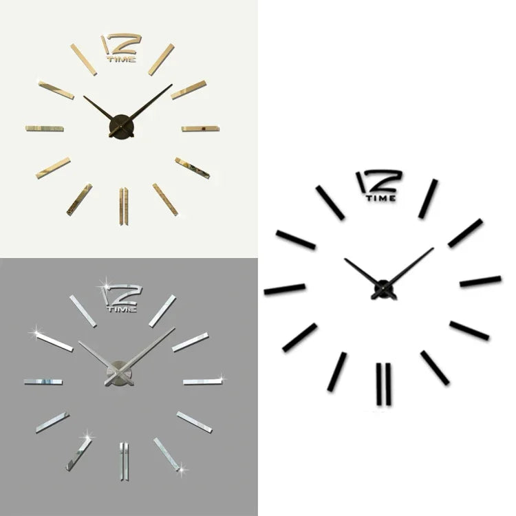 Horloge murale miroir 3D sans cadre moderne pour chambre et bureau, 39 pouces, MH101 (noir), M001 (or), M001 (argent)