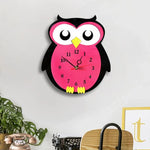 Horloge murale ronde silencieuse à quartz pour chambre d'enfant, 11*10 pouces, à piles, décor chambre, hibou