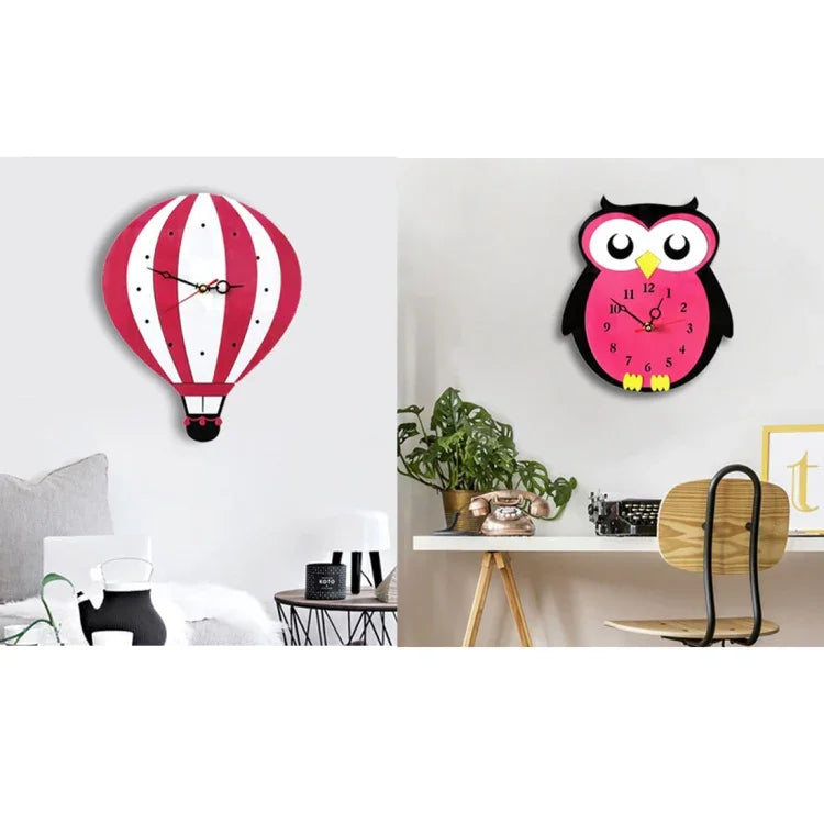 Horloge murale ronde silencieuse à quartz pour chambre d'enfant, 11*10 pouces, à piles, décor chambre, hibou