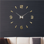Horloge murale silencieuse sans cadre avec miroir 3D, grande décoration murale DIY pour chambre, Taille : 100*100cm, 3M013S (Noir), 3M013S (Or), 3M013S (Argent)