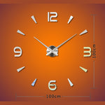 Horloge murale silencieuse sans cadre avec miroir 3D, grande décoration murale DIY pour chambre, Taille : 100*100cm, 3M013S (Noir), 3M013S (Or), 3M013S (Argent)