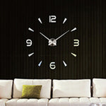 Horloge murale silencieuse sans cadre avec miroir 3D, grande décoration murale DIY pour chambre, Taille : 100*100cm, 3M013S (Noir), 3M013S (Or), 3M013S (Argent)