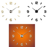 Horloge murale silencieuse sans cadre avec miroir 3D, grande décoration murale DIY pour chambre, Taille : 100*100cm, 3M013S (Noir), 3M013S (Or), 3M013S (Argent)