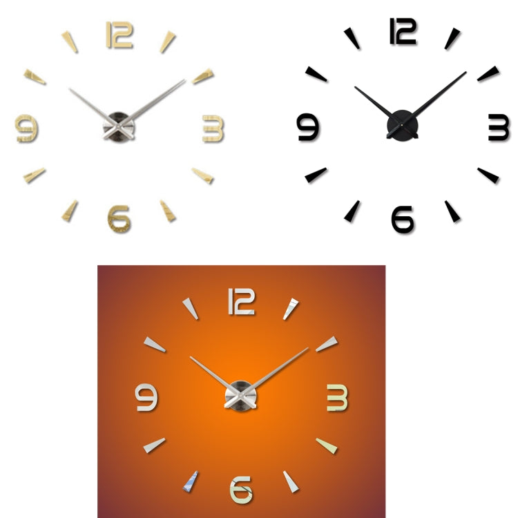 Horloge murale silencieuse sans cadre avec miroir 3D, grande décoration murale DIY pour chambre, Taille : 100*100cm, 3M013S (Noir), 3M013S (Or), 3M013S (Argent)