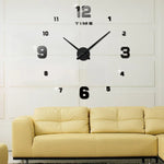 Décoration de chambre à coucher Numéro miroir sans cadre Grande horloge murale 3D autocollante DIY Silencieuse, Taille : 100*100cm, 3M005 (Noir), 3M005 (Or), 3M005 (Argent)