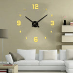 Décoration de chambre à coucher Numéro miroir sans cadre Grande horloge murale 3D autocollante DIY Silencieuse, Taille : 100*100cm, 3M005 (Noir), 3M005 (Or), 3M005 (Argent)