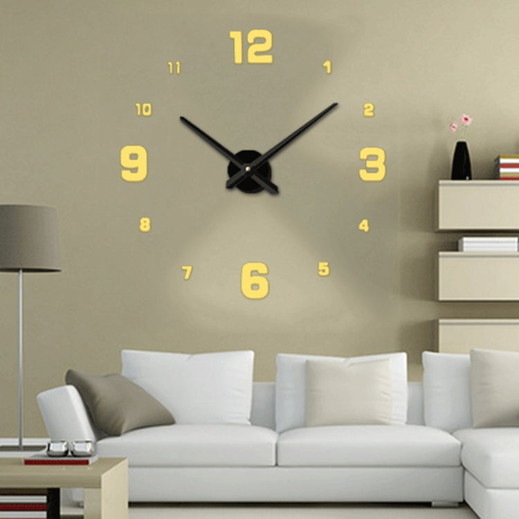 Décoration de chambre à coucher Numéro miroir sans cadre Grande horloge murale 3D autocollante DIY Silencieuse, Taille : 100*100cm, 3M005 (Noir), 3M005 (Or), 3M005 (Argent)