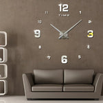 Décoration de chambre à coucher Numéro miroir sans cadre Grande horloge murale 3D autocollante DIY Silencieuse, Taille : 100*100cm, 3M005 (Noir), 3M005 (Or), 3M005 (Argent)