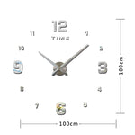 Décoration de chambre à coucher Numéro miroir sans cadre Grande horloge murale 3D autocollante DIY Silencieuse, Taille : 100*100cm, 3M005 (Noir), 3M005 (Or), 3M005 (Argent)