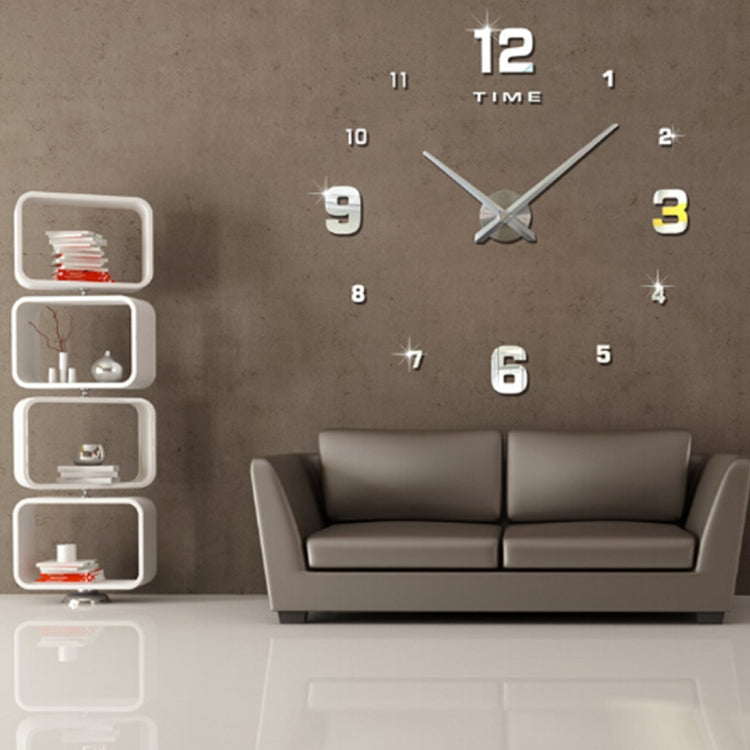 Décoration de chambre à coucher Numéro miroir sans cadre Grande horloge murale 3D autocollante DIY Silencieuse, Taille : 100*100cm, 3M005 (Noir), 3M005 (Or), 3M005 (Argent)