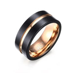 Bague Classique Homme Style Européen et Américain en Carbure de Tungstène Pur Brossé à la Main, Plaqué Or Rose, Taille : 7, Diamètre : 17,4 mm, Périmètre : 55 mm, Taille : 7