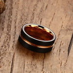 Bague Classique Homme Style Européen et Américain en Carbure de Tungstène Pur Brossé à la Main, Plaqué Or Rose, Taille : 7, Diamètre : 17,4 mm, Périmètre : 55 mm, Taille : 7