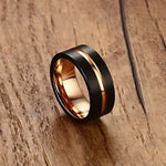 Bague classique pour hommes style Europe et Amérique en carbure de tungstène pur brossé à la main avec placage or rose, Taille : 12, Diamètre : 21.5mm, Périmètre : 67.5mm, Taille : 12
