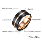 Bague classique pour hommes style Europe et Amérique en carbure de tungstène pur brossé à la main avec placage or rose, Taille : 12, Diamètre : 21.5mm, Périmètre : 67.5mm, Taille : 12
