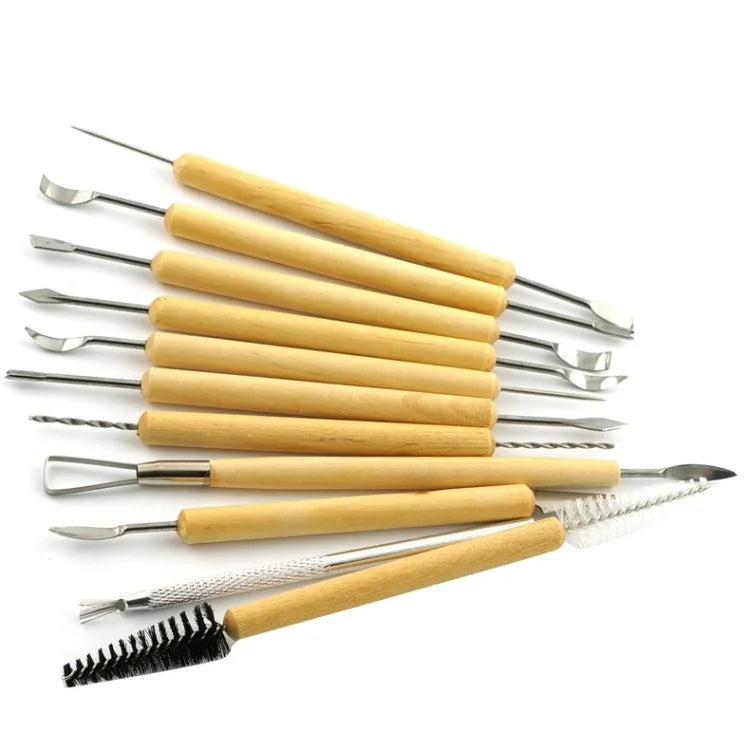 Ensemble de 11 outils de poterie en bois 1 en 1, coupe-argile, couteaux de sculpture