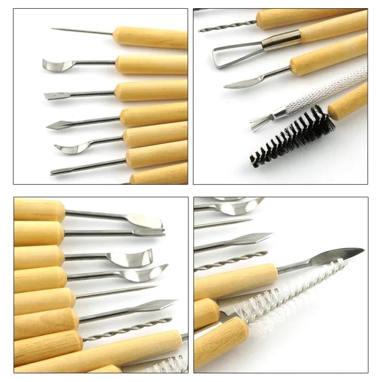 Ensemble de 11 outils de poterie en bois 1 en 1, coupe-argile, couteaux de sculpture