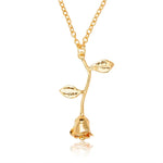 Collier Chaîne Pendentif Fleur de Rose Cadeau Saint-Valentin, Longueur de Chaîne : 45cm
