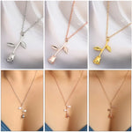 Collier Chaîne Pendentif Fleur de Rose Cadeau Saint-Valentin, Longueur de Chaîne : 45cm