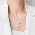 Collier Chaîne Pendentif Fleur de Rose Cadeau Saint-Valentin, Longueur de Chaîne : 45cm