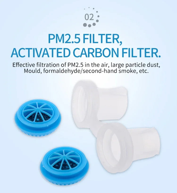 2 PCS 2 en 1 Purificateur d'air anti-ronflement en ABS et silicone