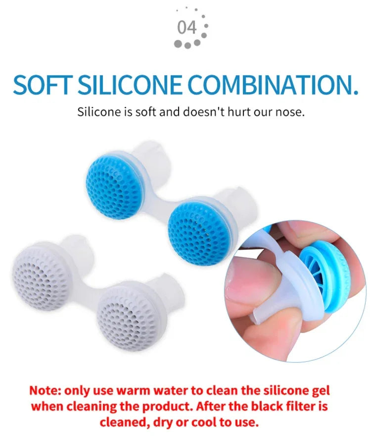 2 PCS 2 en 1 Purificateur d'air anti-ronflement en ABS et silicone