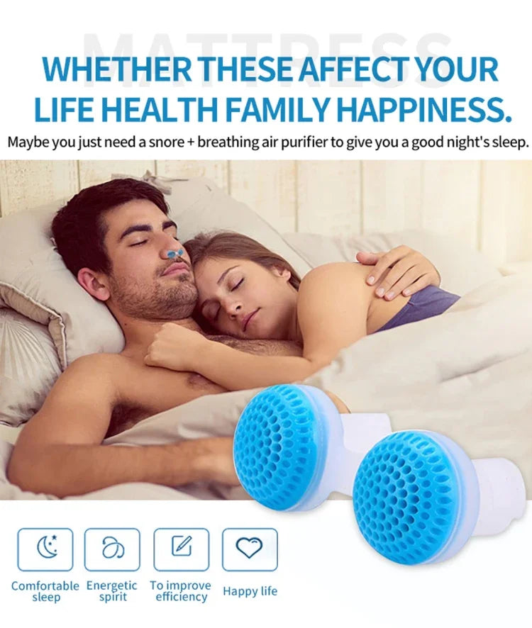 2 PCS 2 en 1 Purificateur d'air anti-ronflement en ABS et silicone