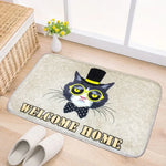 Paillasson Motif chat et chien Flanelle Tapis de salle de bain rectangulaire Tapis de salon et de chambre à coucher anti-dérapant Tapis de sol domestique, Taille:50*80cm, Motif:Chat Taille:50*80cm