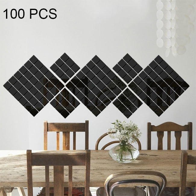 100 autocollants muraux en miroir acrylique mosaïque carrée cristal stéréo, fond créatif pour salon, Taille : 4*4cm, Taille : 4*4 Couleur : Noir, Taille : 4*4 Couleur : Or, Taille : 4*4 Couleur : Argent