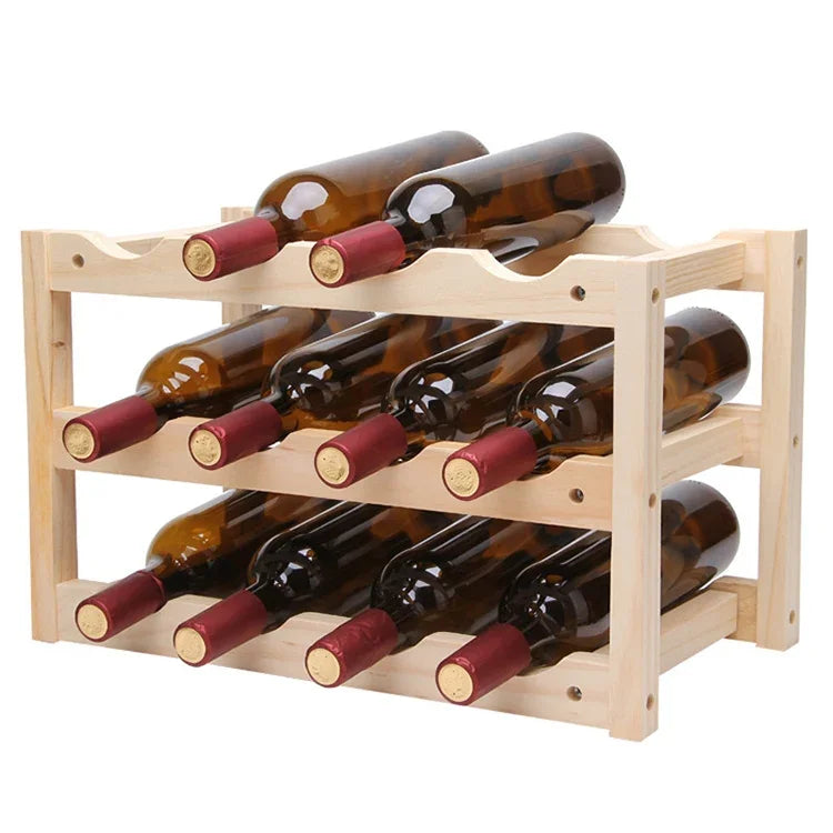 Présentoir à vin pliant 12 bouteilles en bois massif, casier à vin multicouche, taille : 46x24x28cm, casier à vin multicouche
