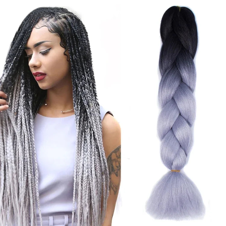 Perruques tressées individuelles en fibres chimiques, dégradé de couleur mode, grandes tresses, longueur : 60cm (18Bleu marine+Bleu ciel), 01, 02, 03, 06, 08, 15, 16, 17, 18, 26, 27, 28, 29, 54, 59
