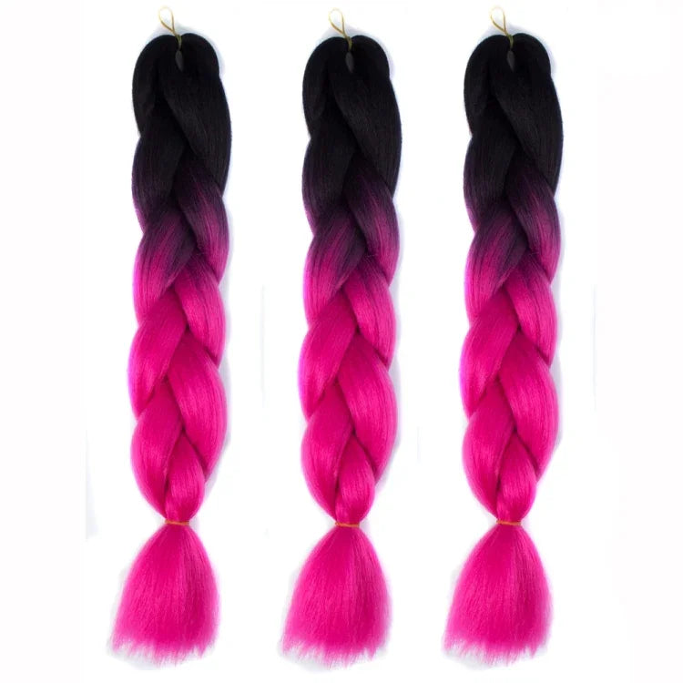 Perruques tressées individuelles à dégradé de couleur à la mode, fibres chimiques, grosses tresses, couleur aléatoire, longueur : 60cm, couleur aléatoire