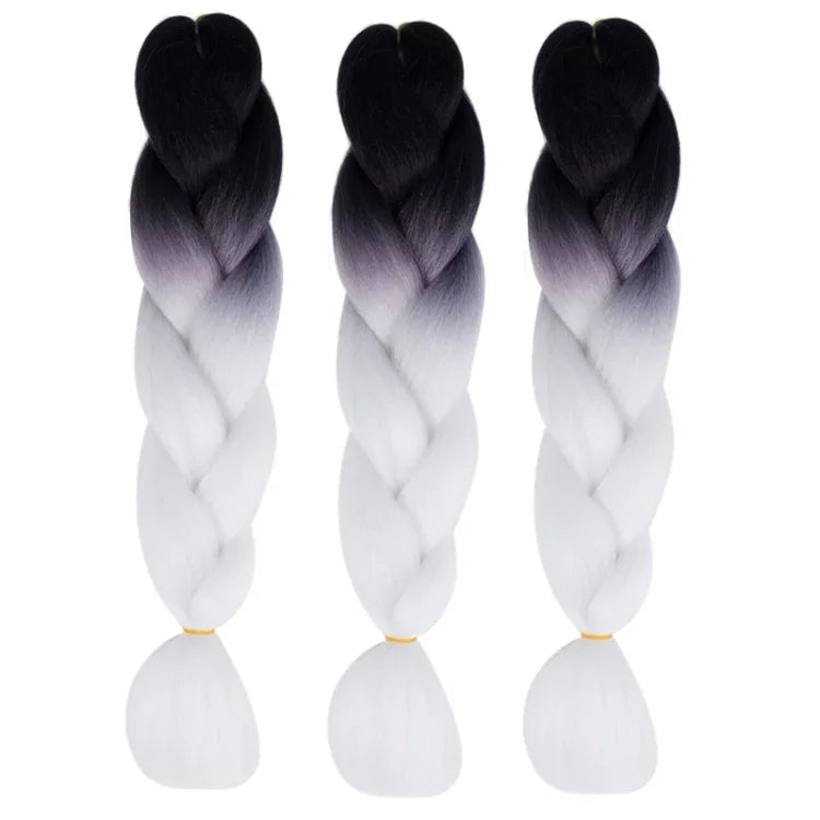 Perruques tressées individuelles à dégradé de couleur à la mode, fibres chimiques, grosses tresses, couleur aléatoire, longueur : 60cm, couleur aléatoire