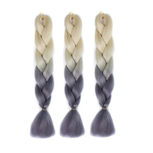 Perruques tressées individuelles à dégradé de couleur à la mode, fibres chimiques, grosses tresses, couleur aléatoire, longueur : 60cm, couleur aléatoire