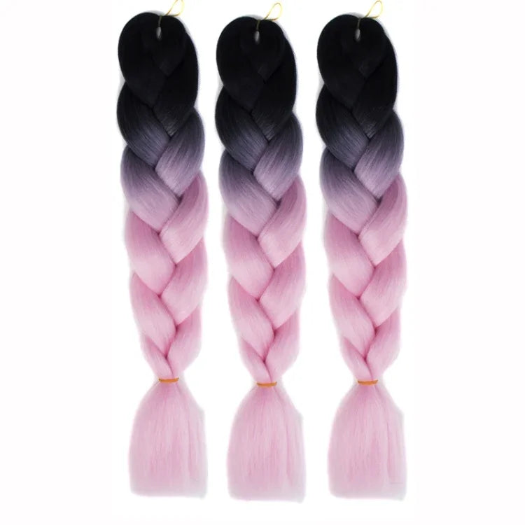 Perruques tressées individuelles à dégradé de couleur à la mode, fibres chimiques, grosses tresses, couleur aléatoire, longueur : 60cm, couleur aléatoire