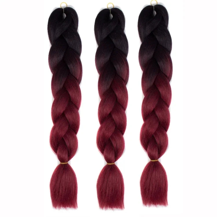 Perruques tressées individuelles à dégradé de couleur à la mode, fibres chimiques, grosses tresses, couleur aléatoire, longueur : 60cm, couleur aléatoire