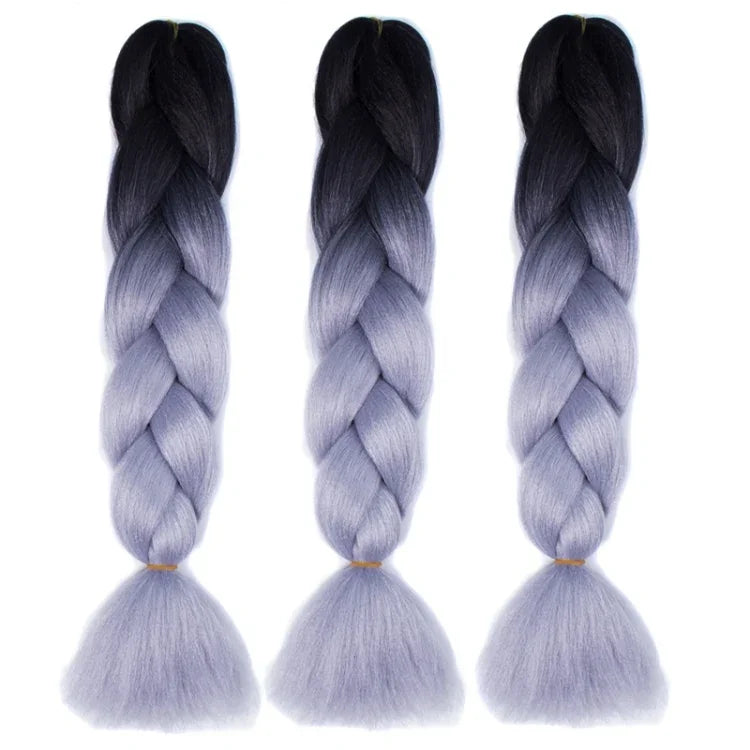 Perruques tressées individuelles à dégradé de couleur à la mode, fibres chimiques, grosses tresses, couleur aléatoire, longueur : 60cm, couleur aléatoire
