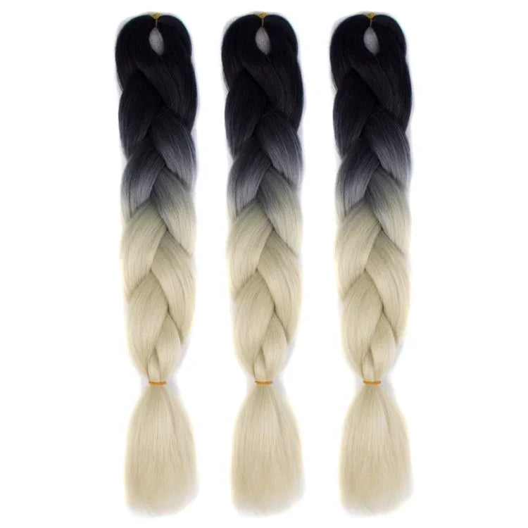Perruques tressées individuelles à dégradé de couleur à la mode, fibres chimiques, grosses tresses, couleur aléatoire, longueur : 60cm, couleur aléatoire