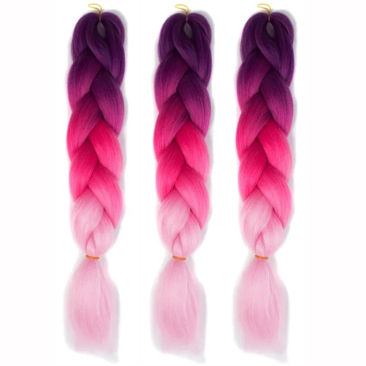Perruques tressées individuelles à dégradé de couleur à la mode, fibres chimiques, grosses tresses, couleur aléatoire, longueur : 60cm, couleur aléatoire