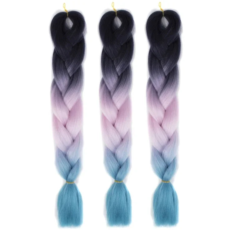 Perruques tressées individuelles à dégradé de couleur à la mode, fibres chimiques, grosses tresses, couleur aléatoire, longueur : 60cm, couleur aléatoire
